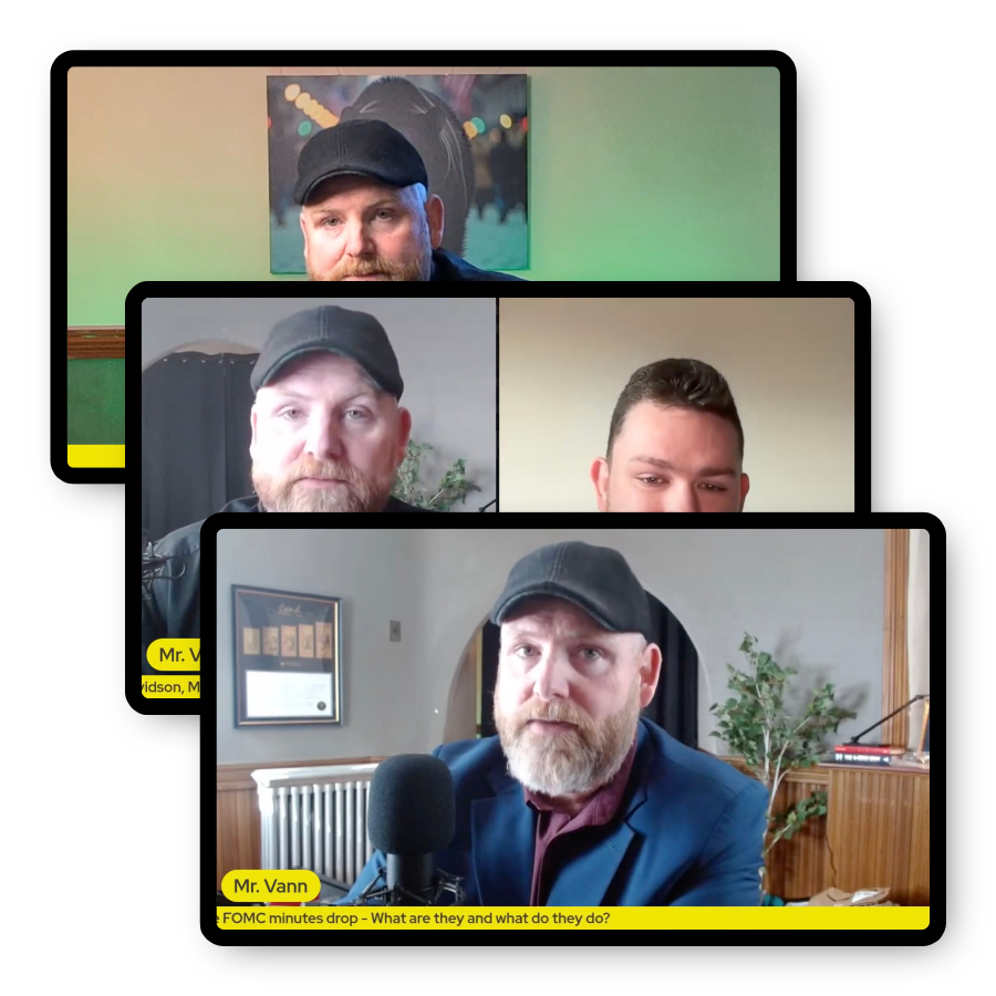 Collage of screenshots from recent podcast episodes.