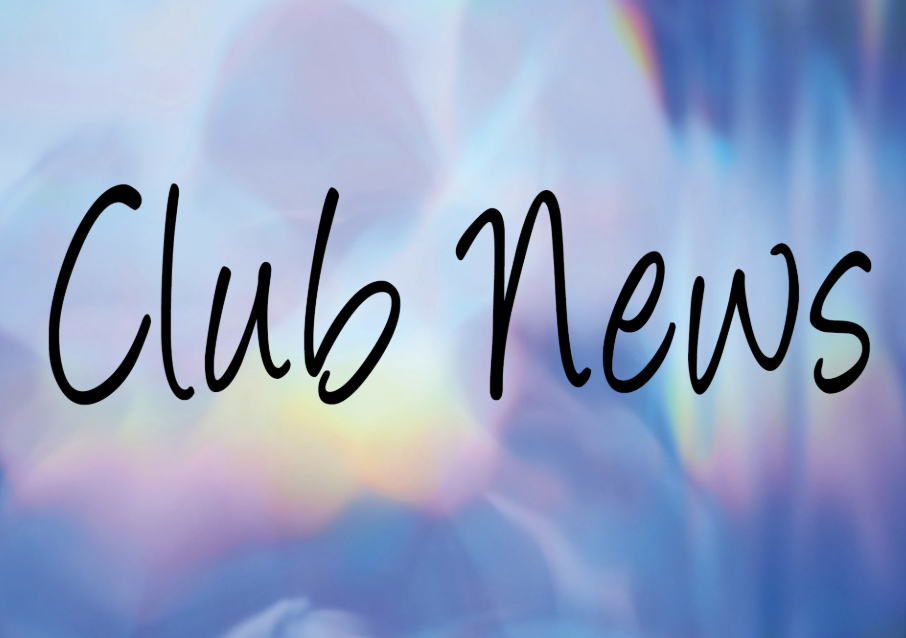Colorful abstract background with the words "Club News" written in black cursive font.