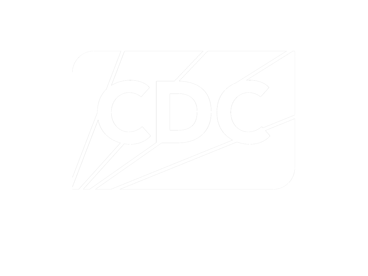 CDC logo with a black background and white text, featuring stylized lines shooting diagonally across the logo. The text says 'U.S. Centers for Disease Control and Prevention'.