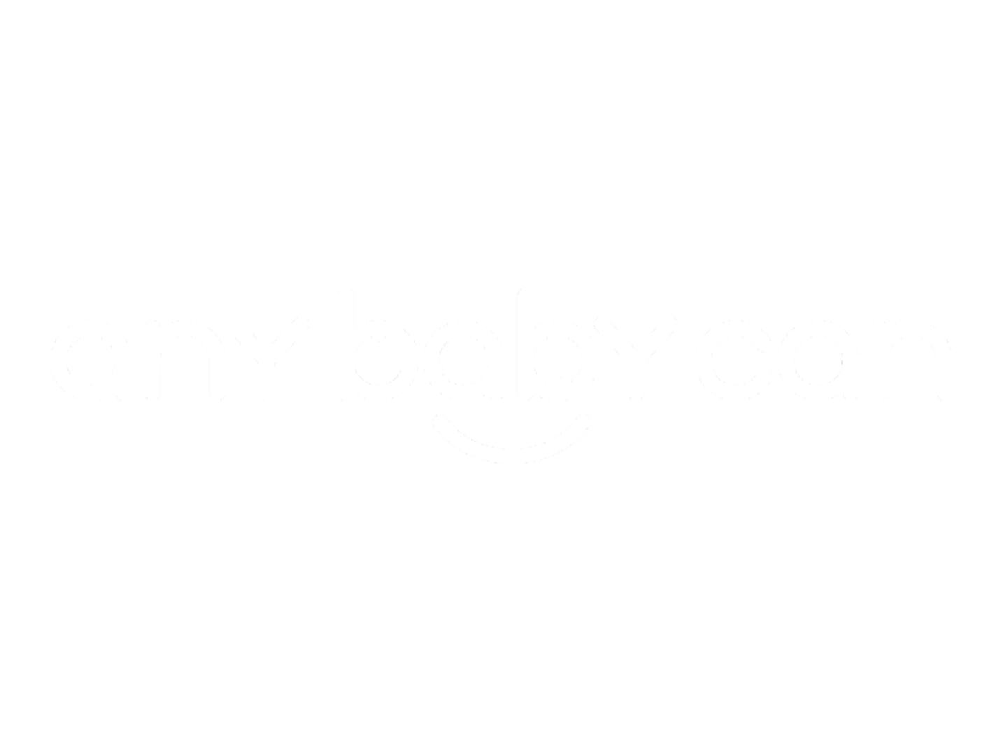 Black background with white text that says 'any baby can' and a smiling face underneath.