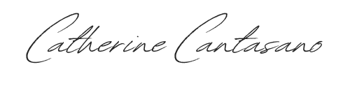 Signature of Catherine Cantarano on a black background.