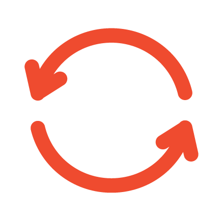 Two red circular arrows forming a continuous loop with closed ends.