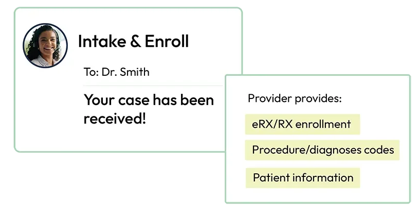 A part of Patient hub services dashboard showing a section listing provider services such as eRX/RX enrollment, procedure/diagnoses codes, and patient information.