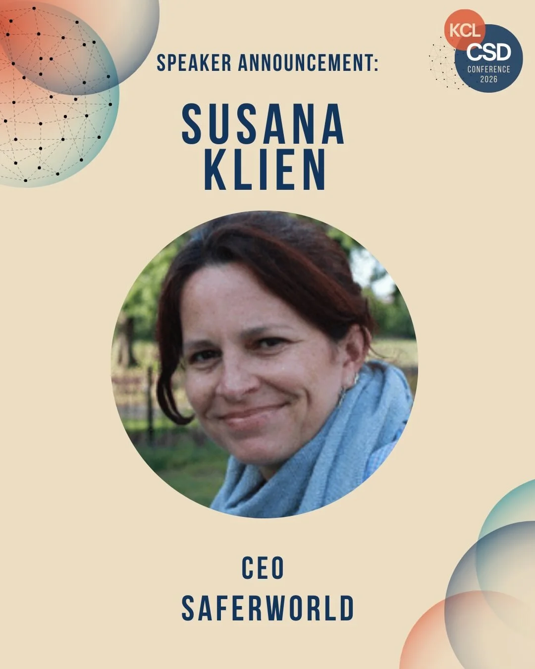 📣We are very pleased to announce that Susana Klien will be joining us as a CSD Conference panelist next month! She will be sharing her expertise during our panel on &lsquo;The Changing Landscape of Aid: From State-Led Assistance to Private and Local