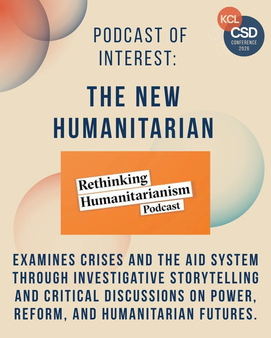 🎧Podcast Recommendation!

This week, our team has been enjoying The New Humanitarian&rsquo;s &lsquo;Rethinking Humanitarianism' Podcast. Focusing on issues concerning aid policy, human rights, and conflict, this podcast gathers experts to unpack the