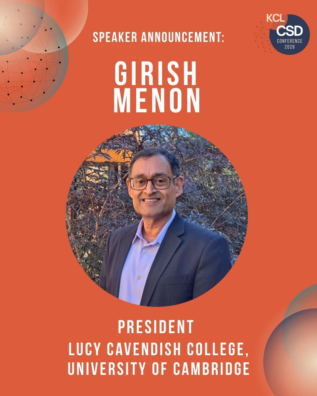 📣We're pleased to reveal that Girish Menon will be joining us at the CSD Conference in April! He will be partaking in our panel on 'The Changing Landscape of Aid: From State-Led Assistance to Private &amp; Local Ownership'.

Girish is an experienced