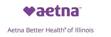 Aetna logo with a purple heart symbol and the text 'aetna' underneath, followed by 'Aetna Better Health of Illinois'.