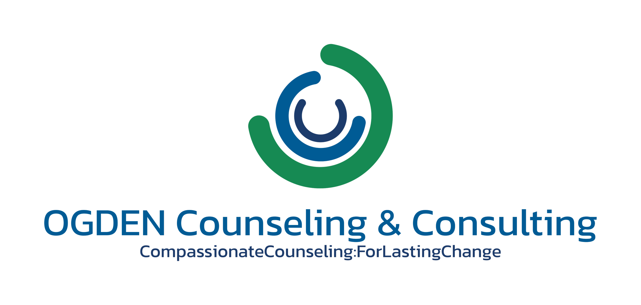 OGDEN Counseling and Consulting logo with a stylized circular icon above the text 'OGDEN Counseling & Consulting' and the tagline 'CompassionateCounseling:ForLastingChange' beneath.