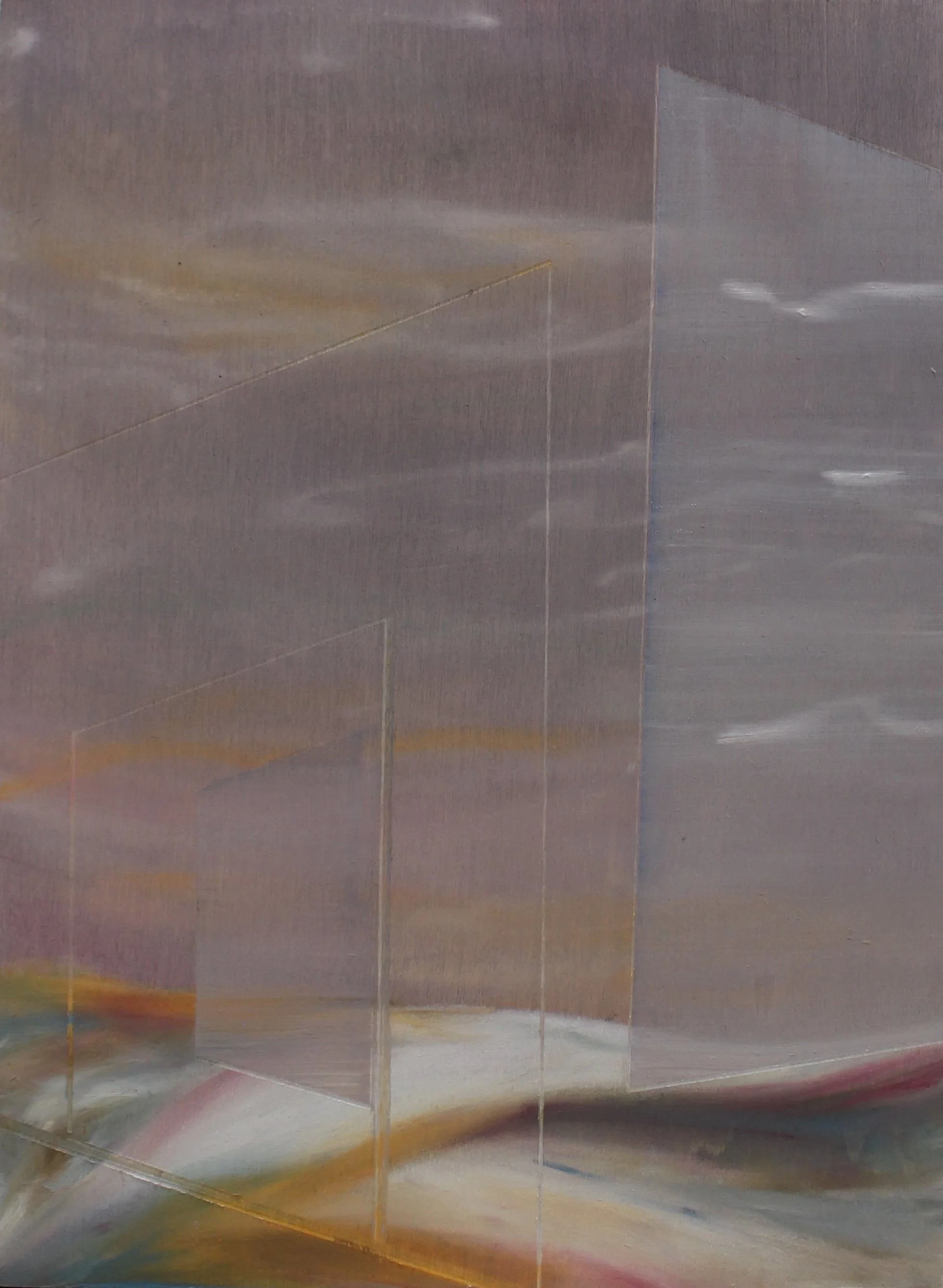 Drifting back, always 12x9 inches, oil pastel on wood, 2026