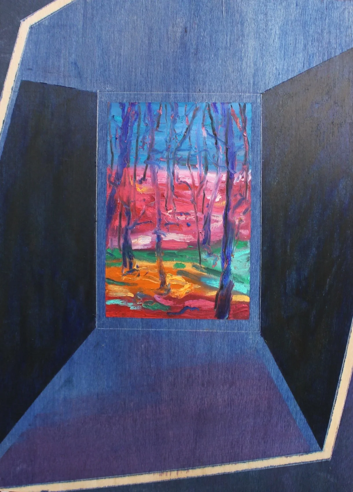 Above and beyond the eyes,
12x9 inches, Oil pastel on wood, 2025