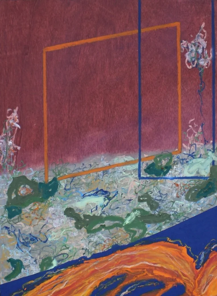 The fields I walked and learned,
12x9 inches, Oil pastel on wood, 2025