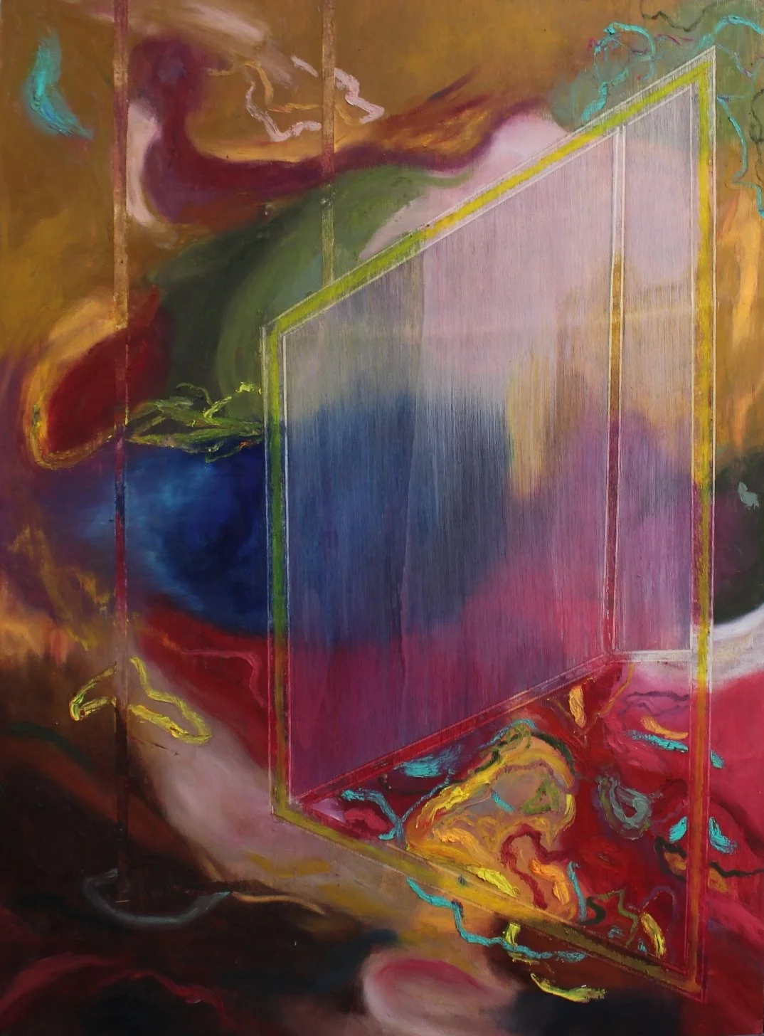 The silence was speaking,
12x9 inches, Oil pastel on wood, 2025