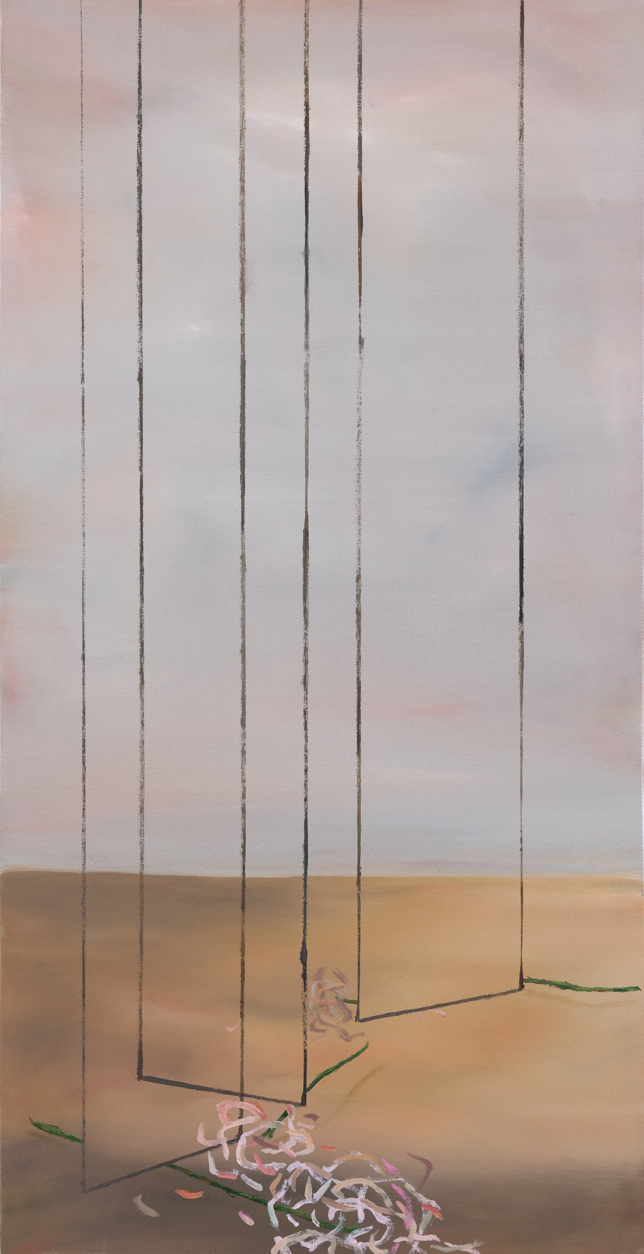 The walls did not go thru, 41x21 inches, Oil on canvas, 2025