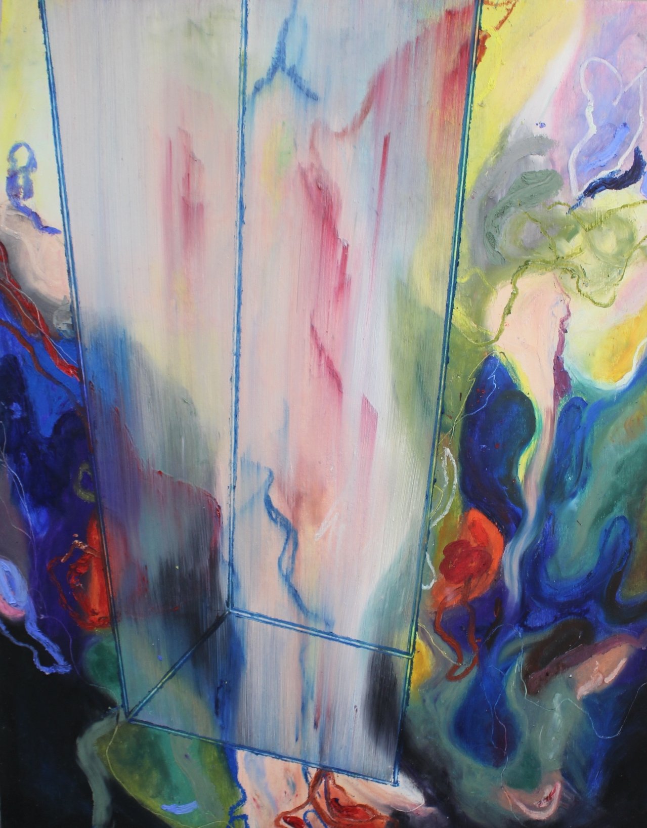 The sound of the wind,
14x11 inches, Oil pastel on wood, 2025