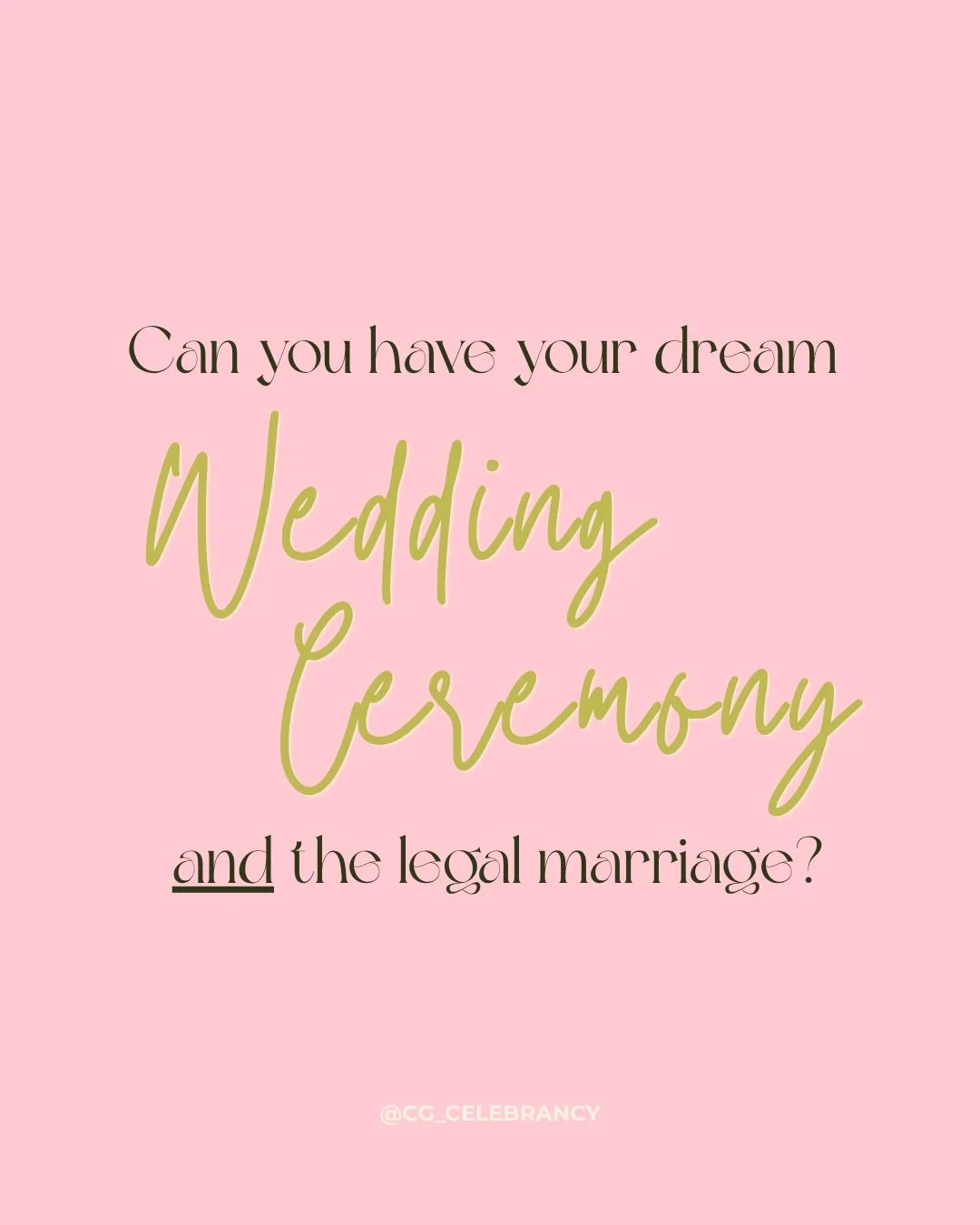 Can you have your dream wedding ceremony and be legally married?

Oh, absolutely! 

So many couples I speak to worry they have to pick between a beautiful, bespoke ceremony or &ldquo;doing it properly&rdquo;.
BUT the truth is&hellip;you can have both