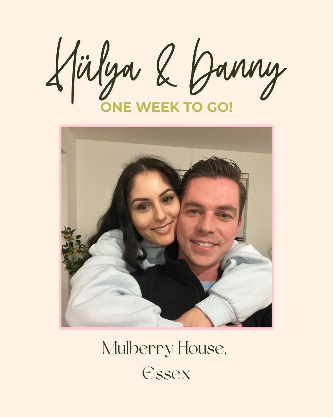 ✨ONE WEEK TO GO✨

Danny and H&uuml;lya- it is nearly your wedding day 💒 

It has truly been a whirlwind since meeting you, getting to know you, writing your script and to your wedding day next week. But I wouldn&rsquo;t change it for the world&heart