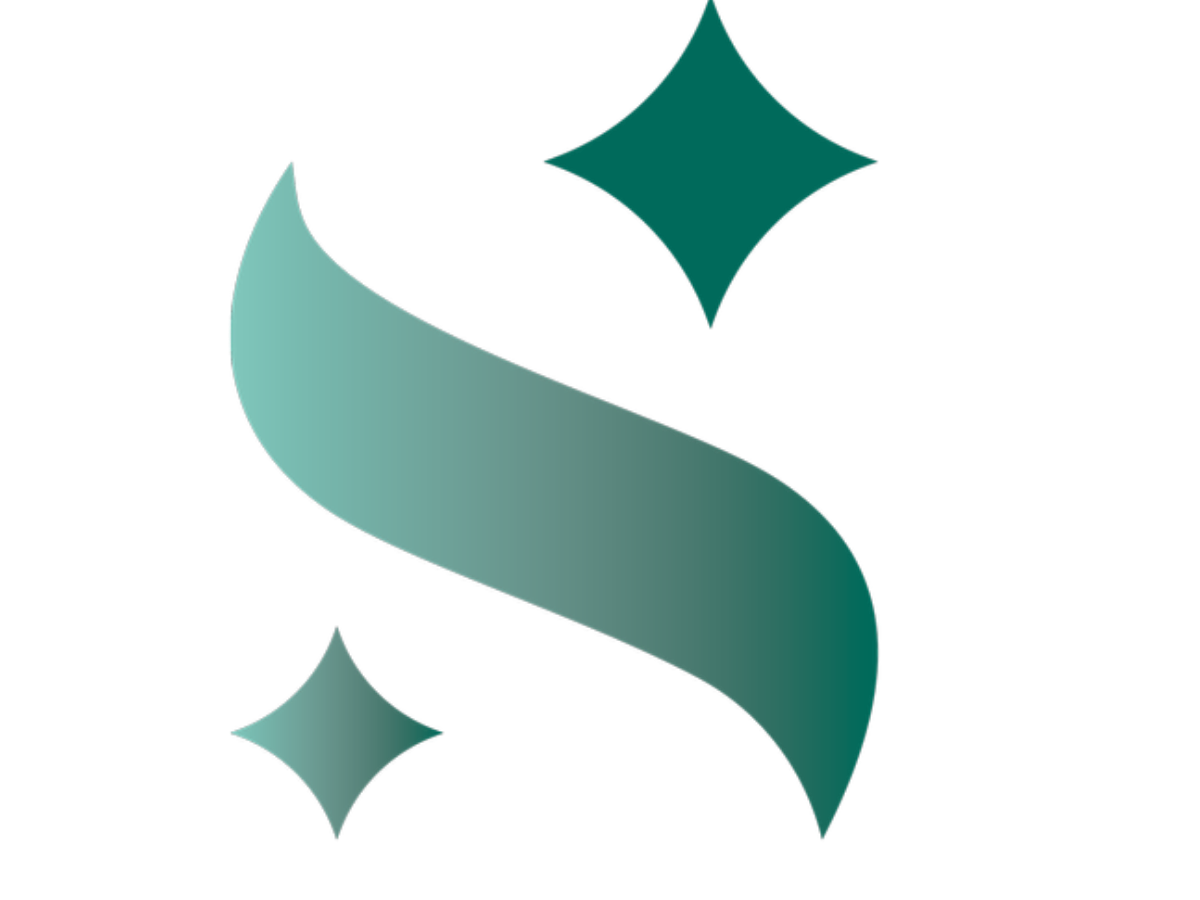 Logo of a stylized, metallic S-shaped ribbon with three diamond-shaped stars around it.