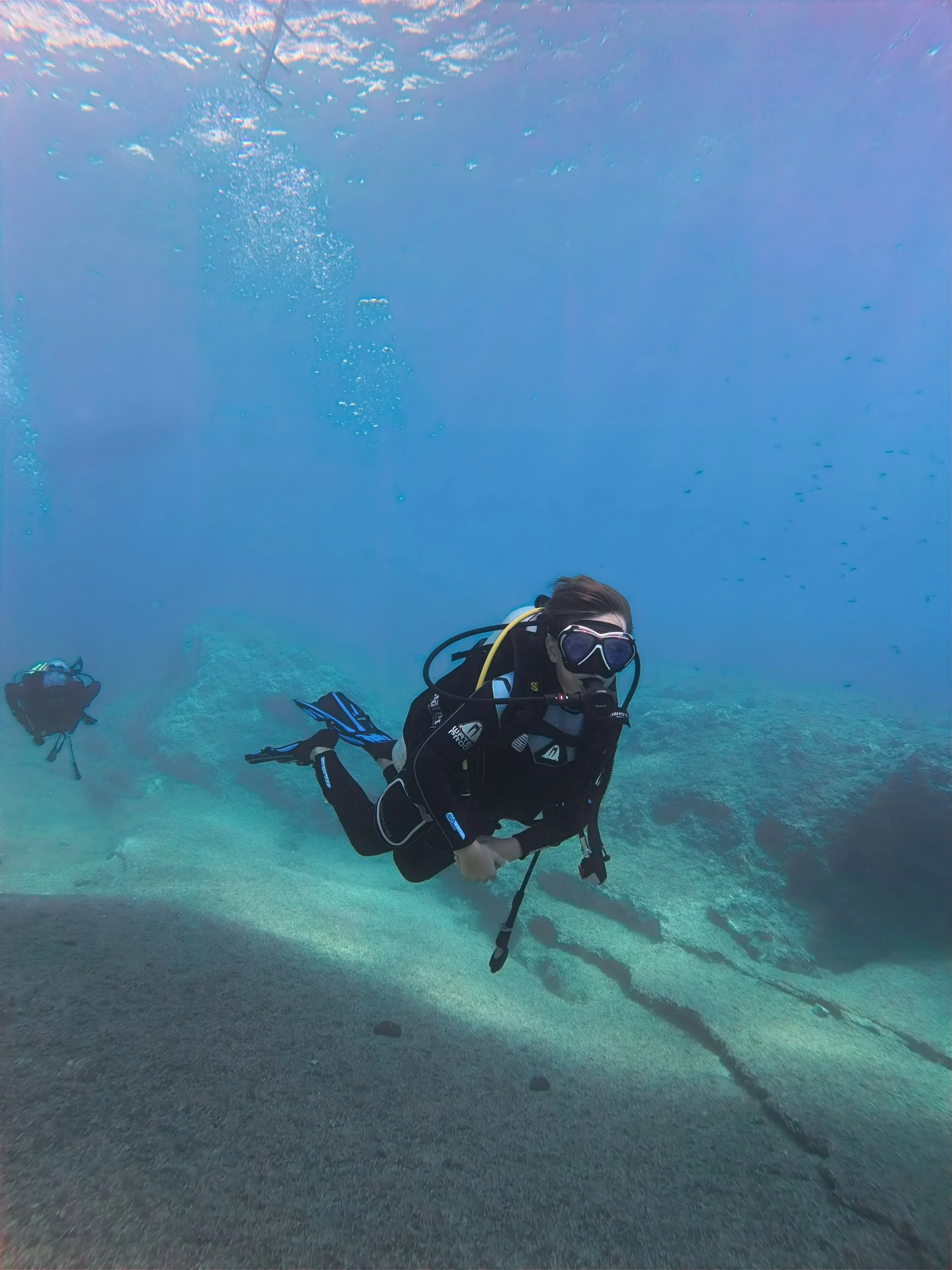 Certified diver at one of the dive sites visited by Eurodivers Zante  
