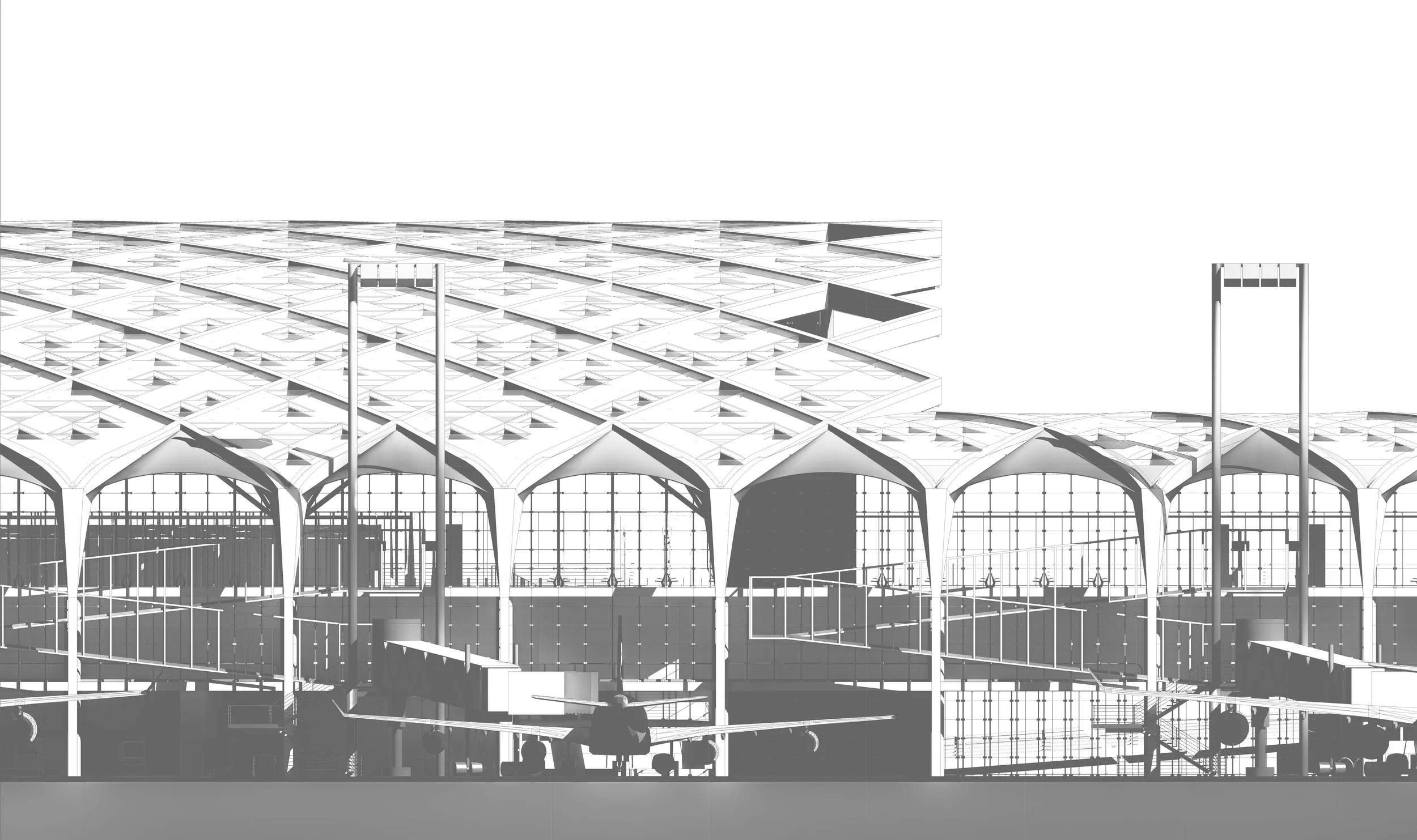 AIRPORT FACILITY COMPETITION - DESIGNER: FGP - PROJECT LEADER: DAMAA - RENDER AND MODELING: DAMAA