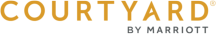The image shows the text 'COURTYARD BY MARRIOTT' in gold and white on a black background.