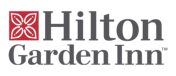Hilton Garden Inn logo with a red floral emblem and black text