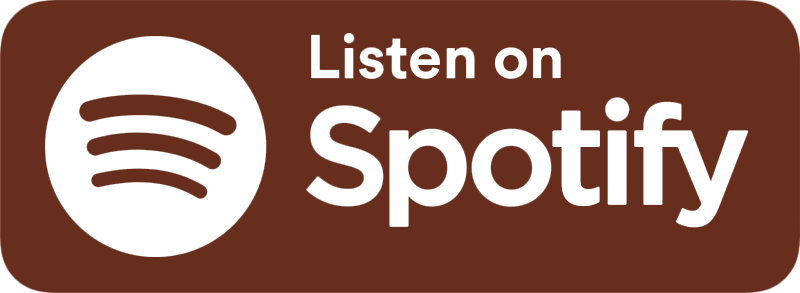 Brown Spotify promotion button with white Spotify logo and text 'Listen on Spotify'.