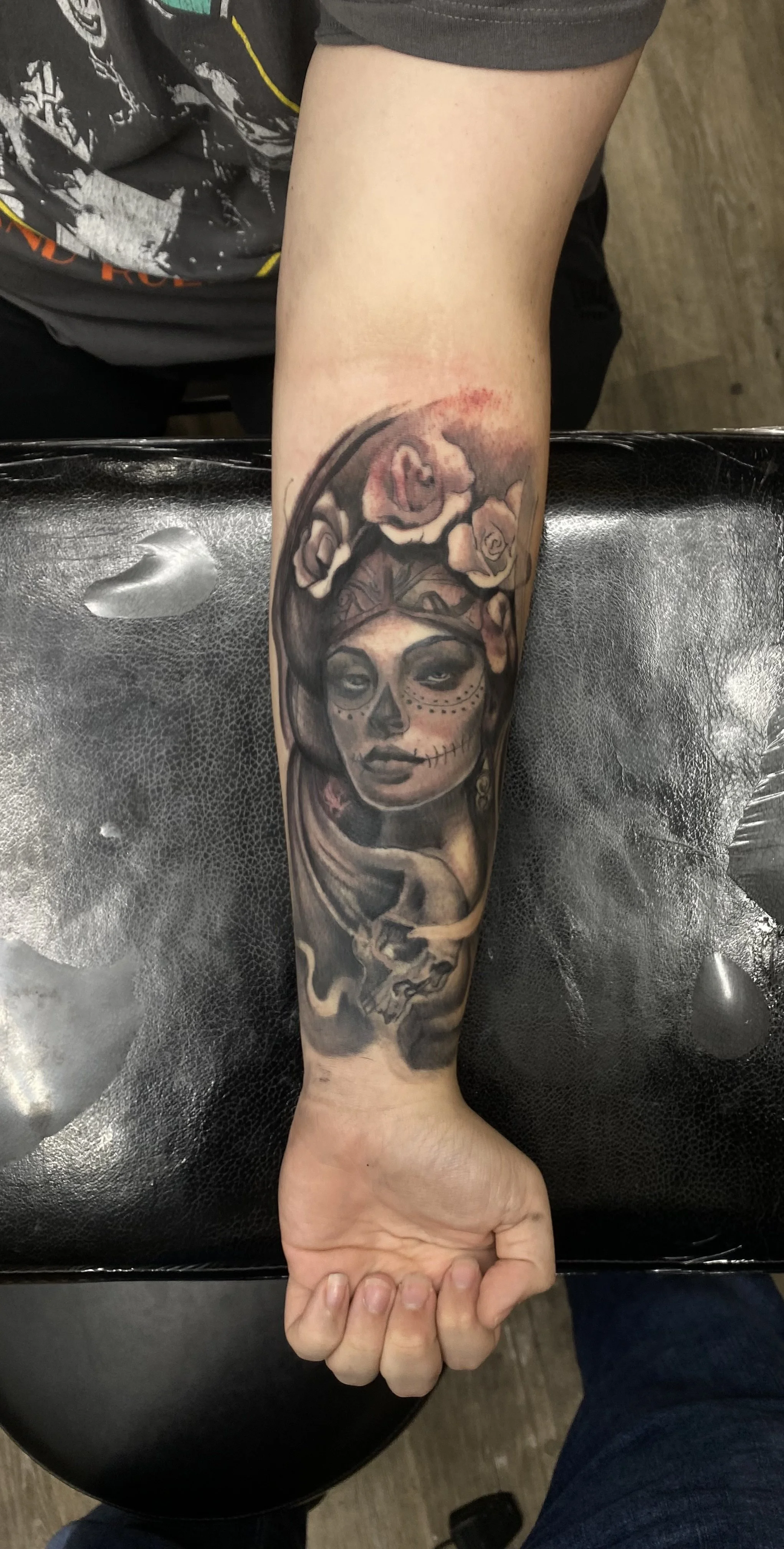 Black and Grey Illustrative Woman