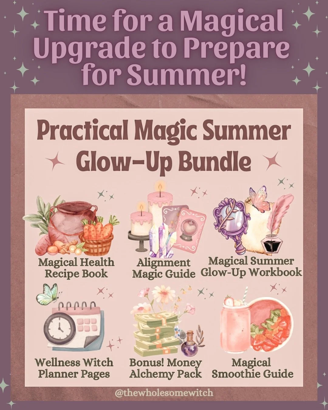 I am so excited to share that my Practical Magic Summer Glow-up Bundle is back! This bundle was created for the version of you who wants to feel more connected, inspired, intentional, radiant, consistent in their practice, and fully present in their 