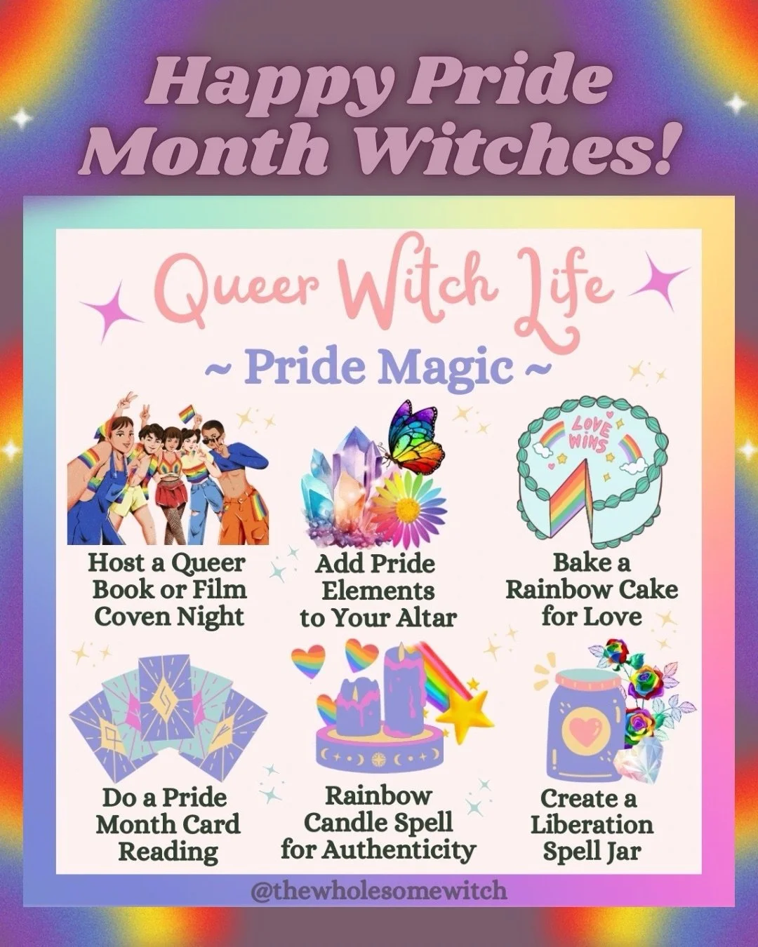 June is Pride month friends! So today I wanted to share a few ideas for bringing some of that Pride energy into your magical practice. Let&rsquo;s all contribute to some feel good uplifting vibes, and not just this month but every month. Celebrate lo
