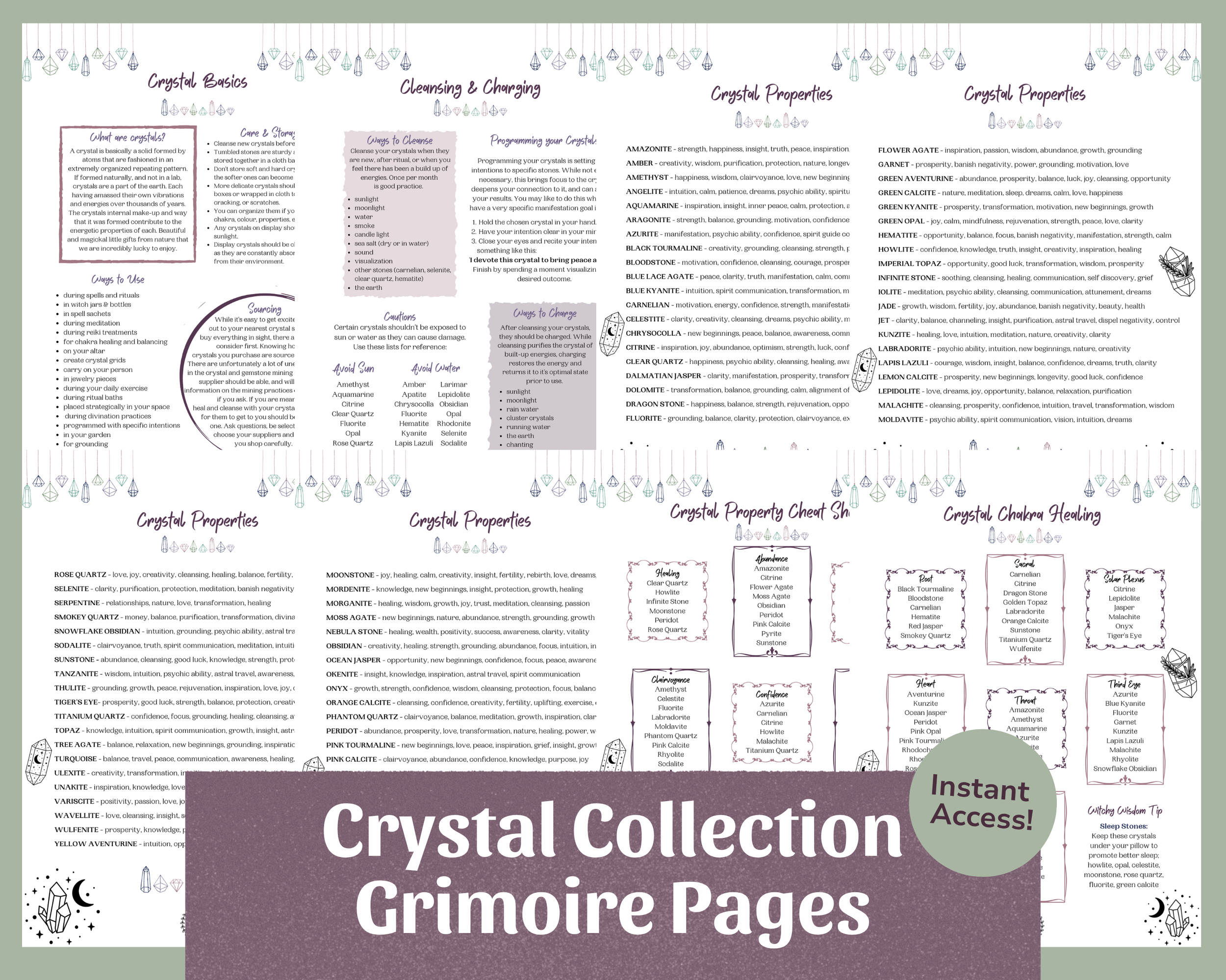 Crystal Magic Grimoire Pages