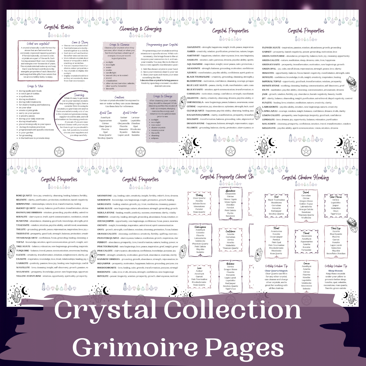 Crystal Magic Grimoire Pages