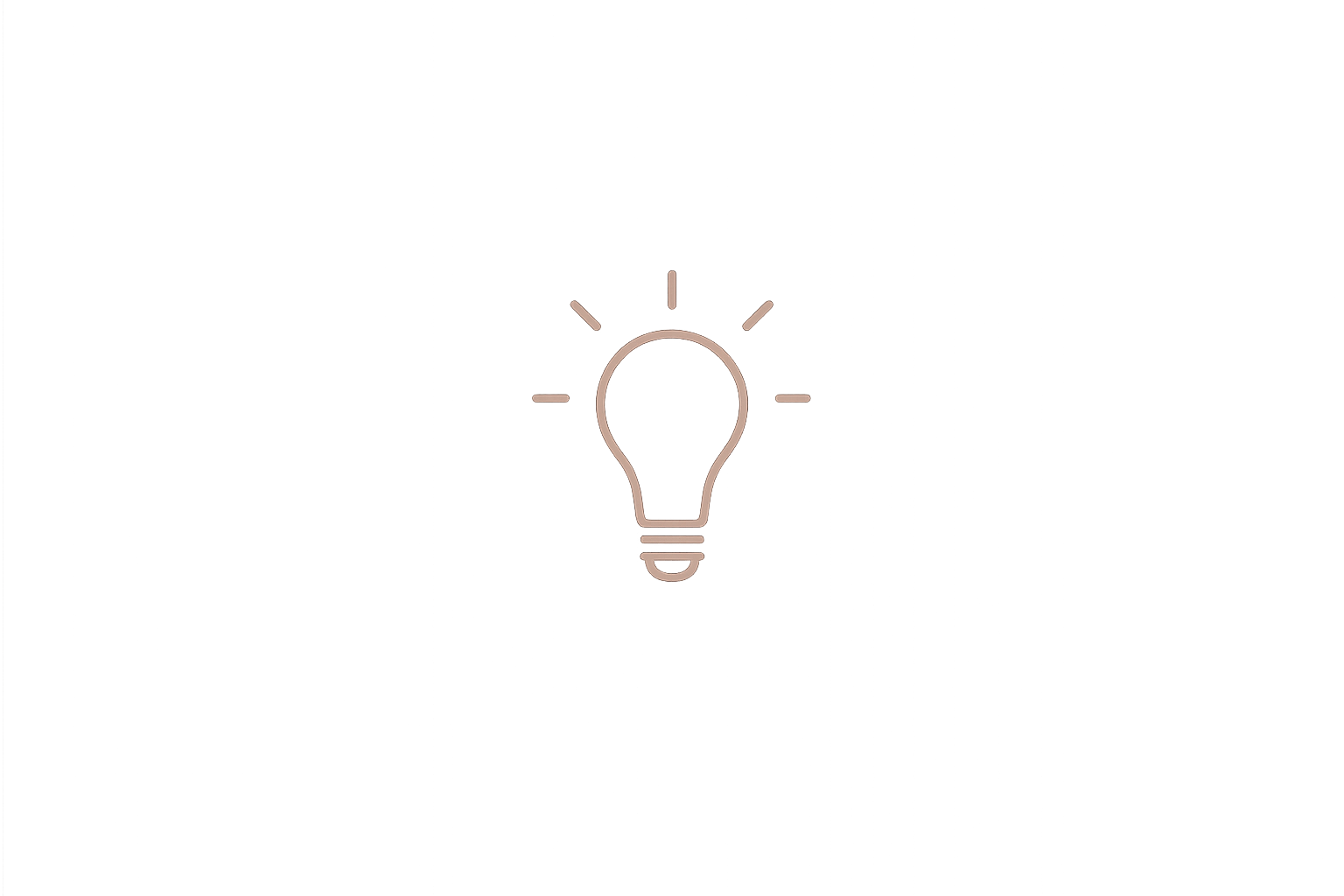 Minimalist illustration of a glowing light bulb icon in the center against a dark background.