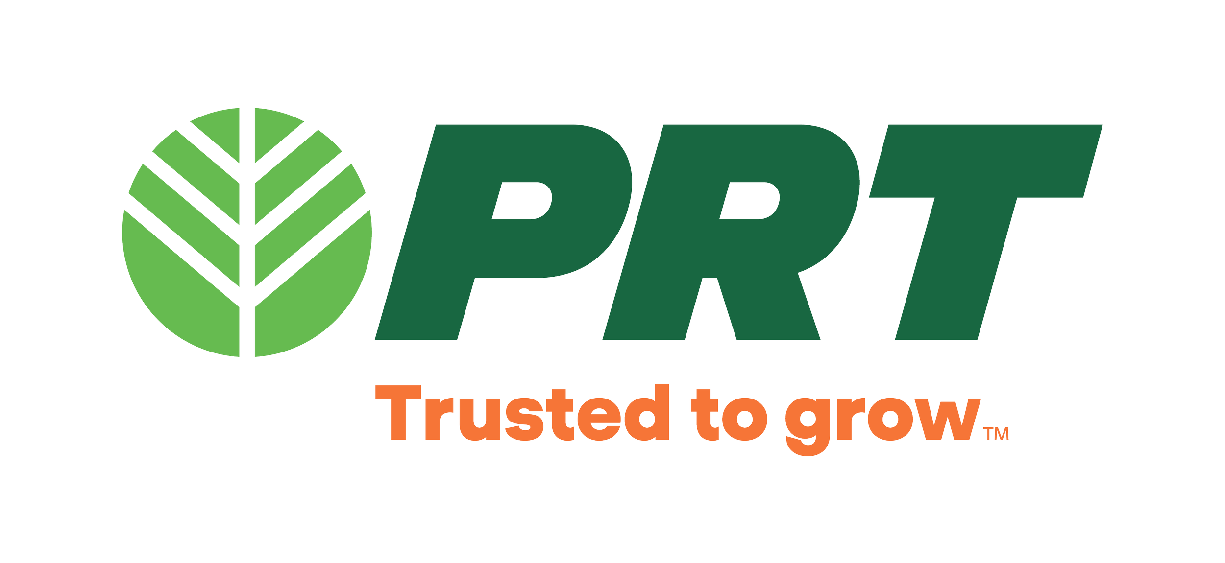 PRT logo with a green tree icon and the slogan "Trusted to grow" in orange text.