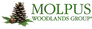 Molpus Woodlands Group Logo, registered. Logo includes a pine cone, maples leaf and acorn.