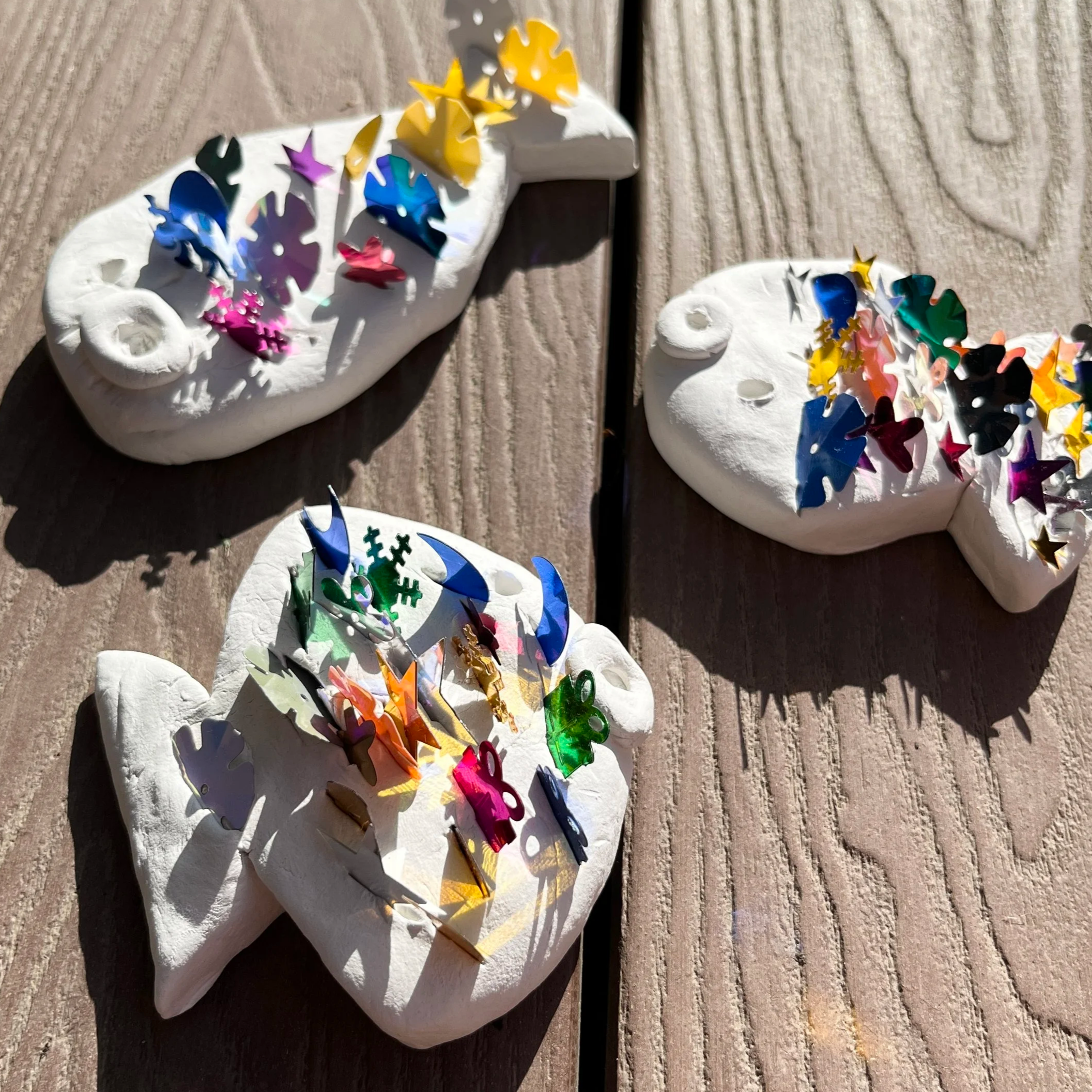 Mini Makers: The Rainbow Fish created with clay and sequins