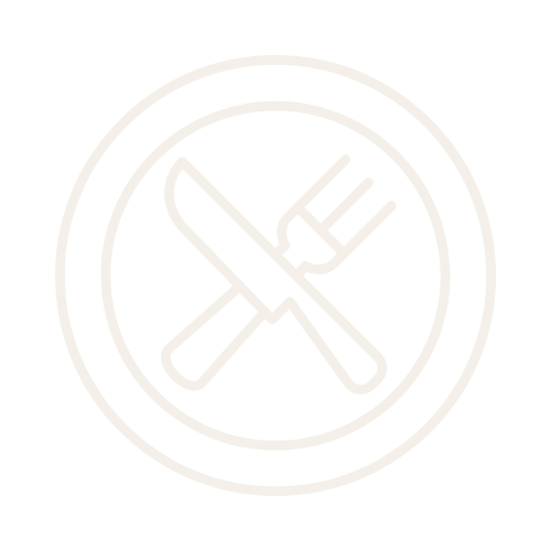 Icon of a knife and fork crossed inside a circle, representing food or meal or dining.
