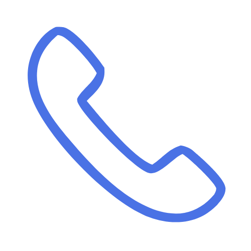 Outline of a traditional telephone receiver in blue.