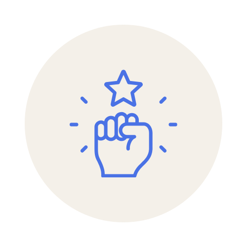 Illustration of a fist reaching for a star, symbolizing achievement or success.
