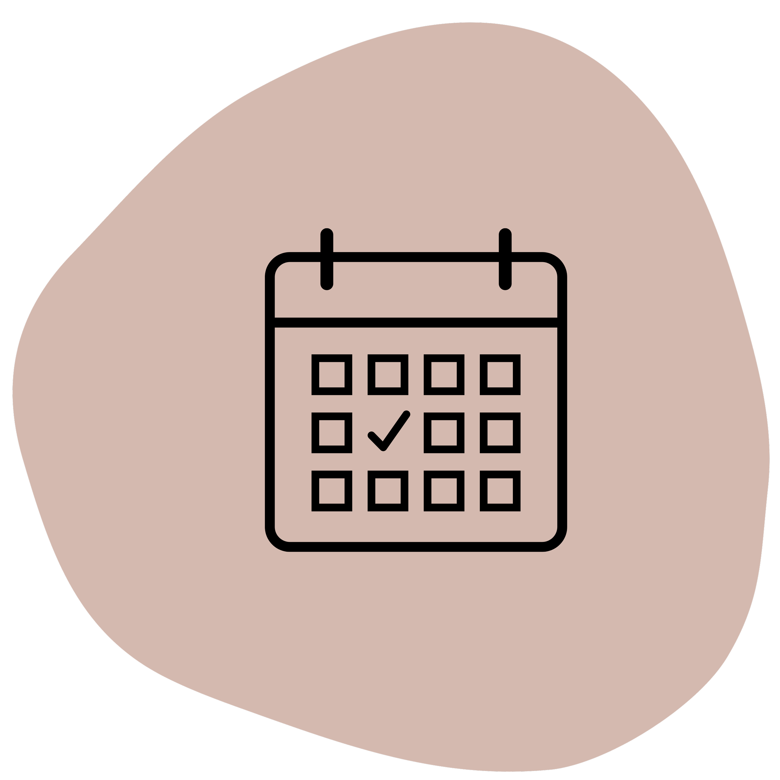 Icon of a calendar with a checkmark.