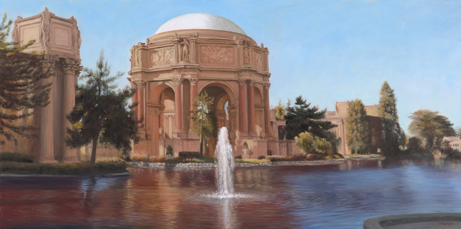 "Palace of Fine Arts, Lagoon View" 20x40" oil on linen