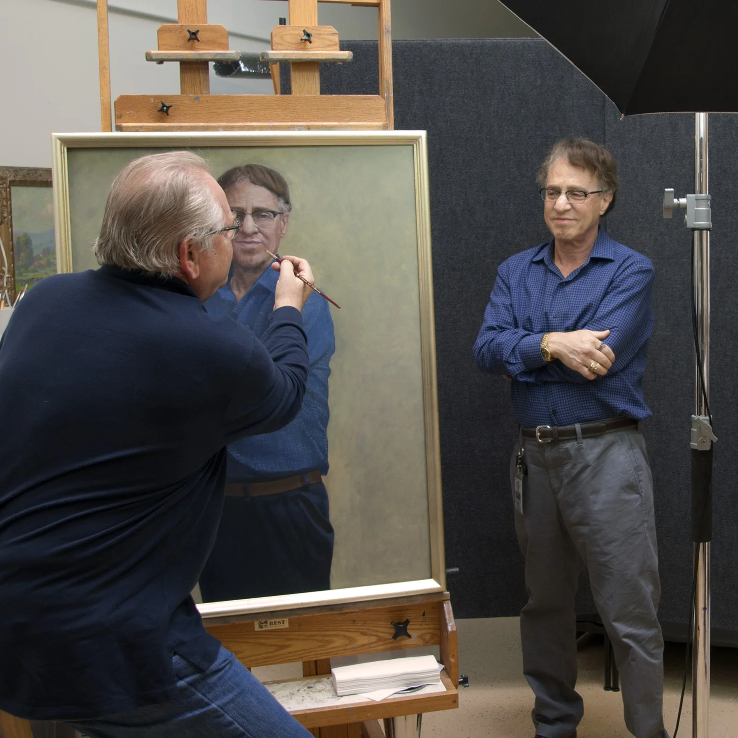 Ray Kurzweil sitting for his portrait. He made time in his busy schedule to have his portrait done from life.