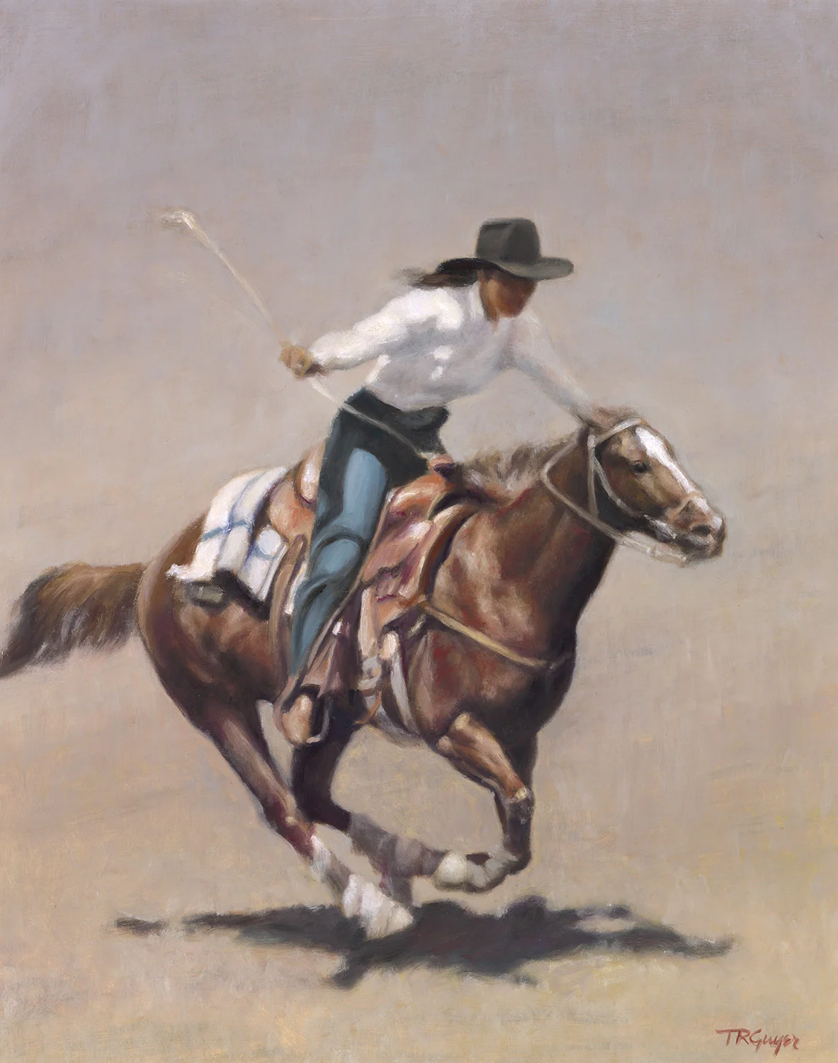 "Barrel Racer, Salinas Rodeo" 20x16" oil on linen