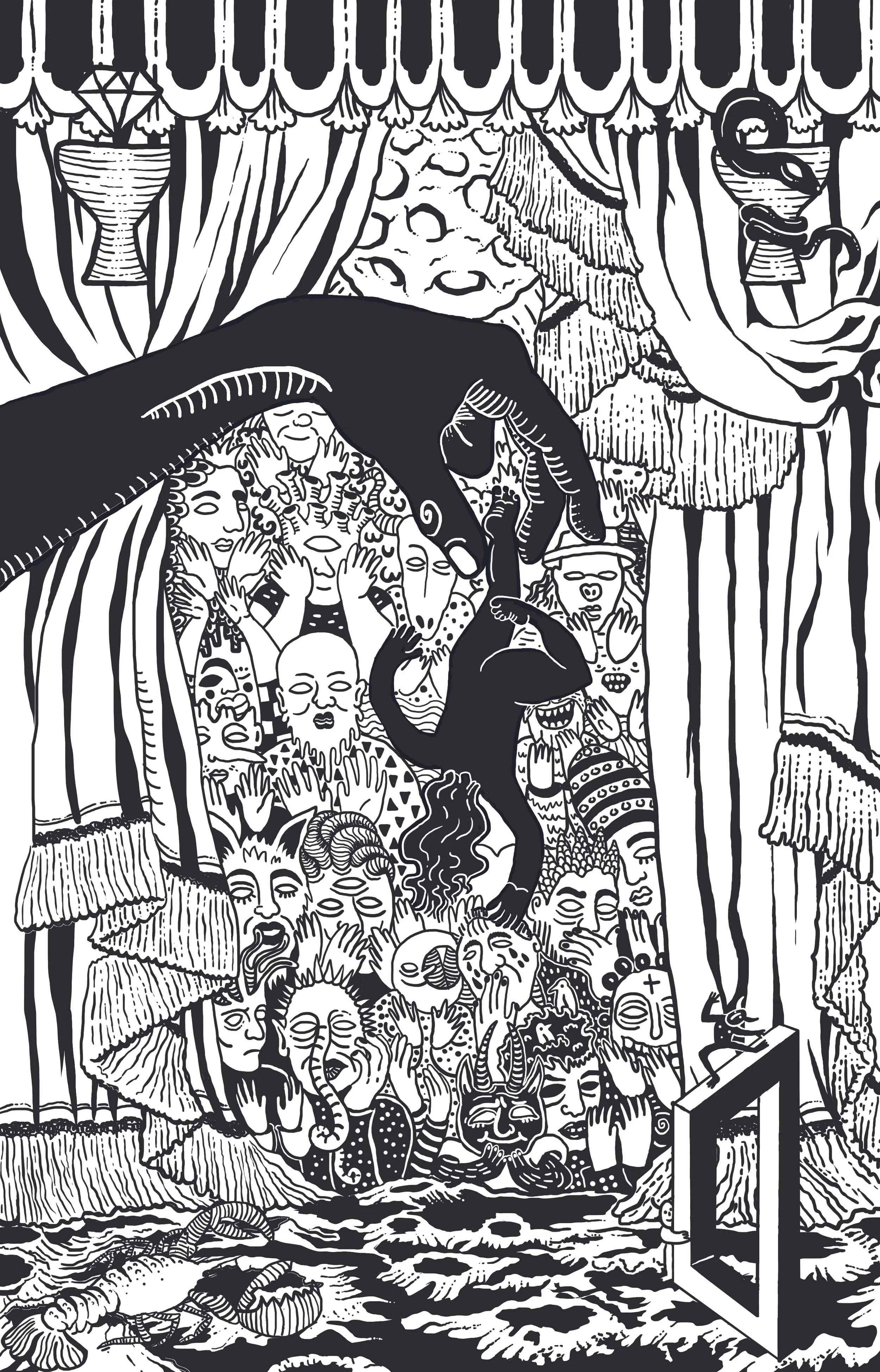 Son Nalgadas o Aplausos?, Digital Ilustrations for Carlos P. Jordá poetry book: “Sueños Delirios y otros sinónimos de Muerte”, 2021