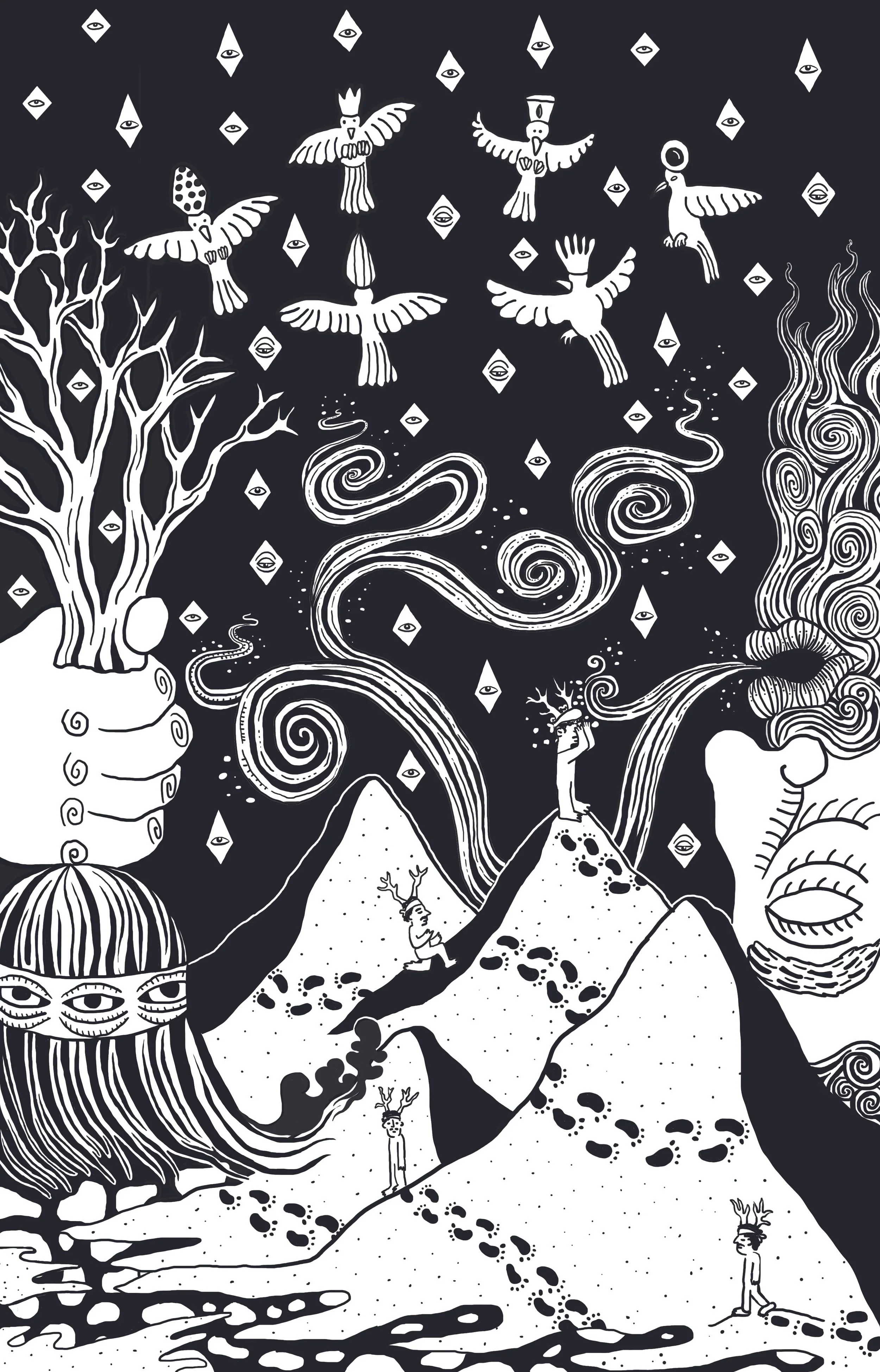 Huellas en la Arena, Digital Ilustrations for Carlos P. Jordá poetry book: “Sueños Delirios y otros sinónimos de Muerte”, 2021