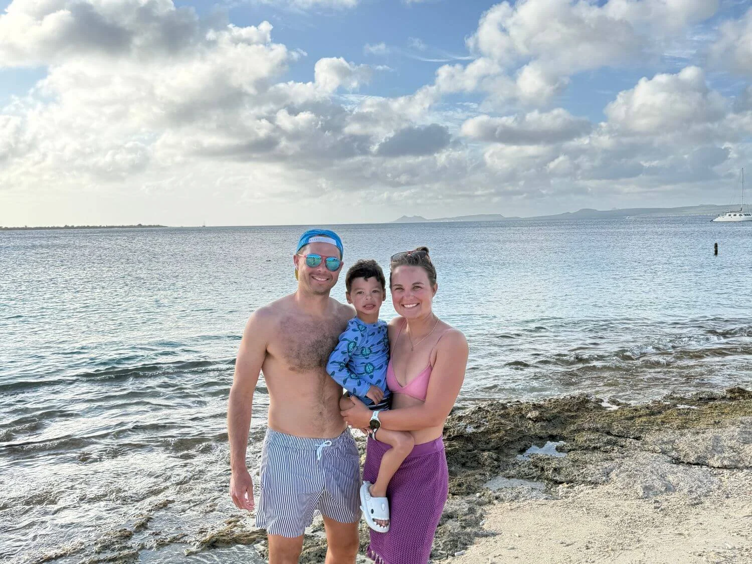 Family of 3 in Bonaire at Chogogo Beach Resort