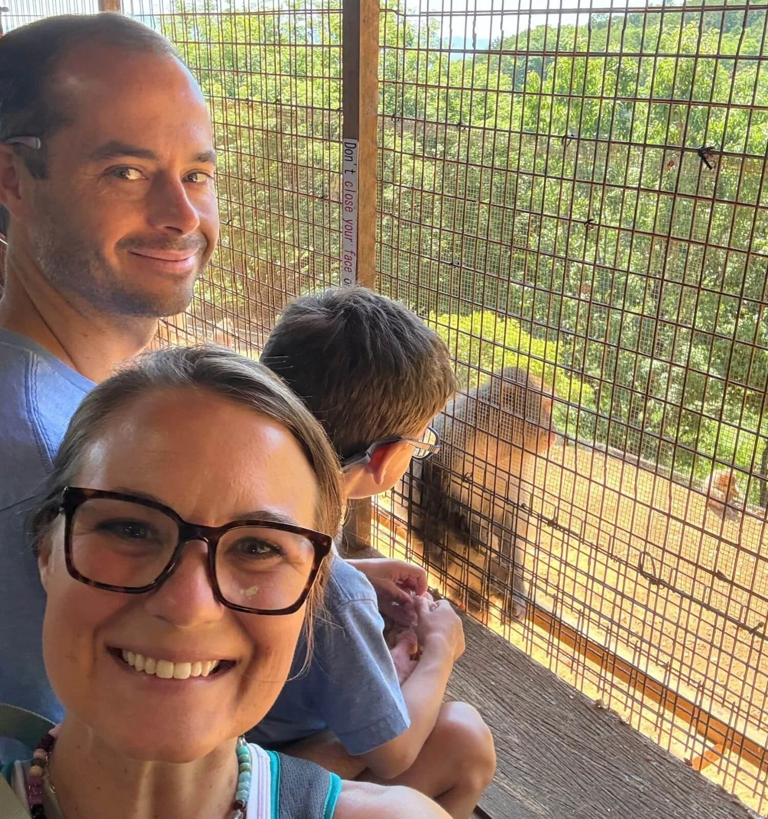 Our family inside the feeding shelter at Arashiyama Monkey Park