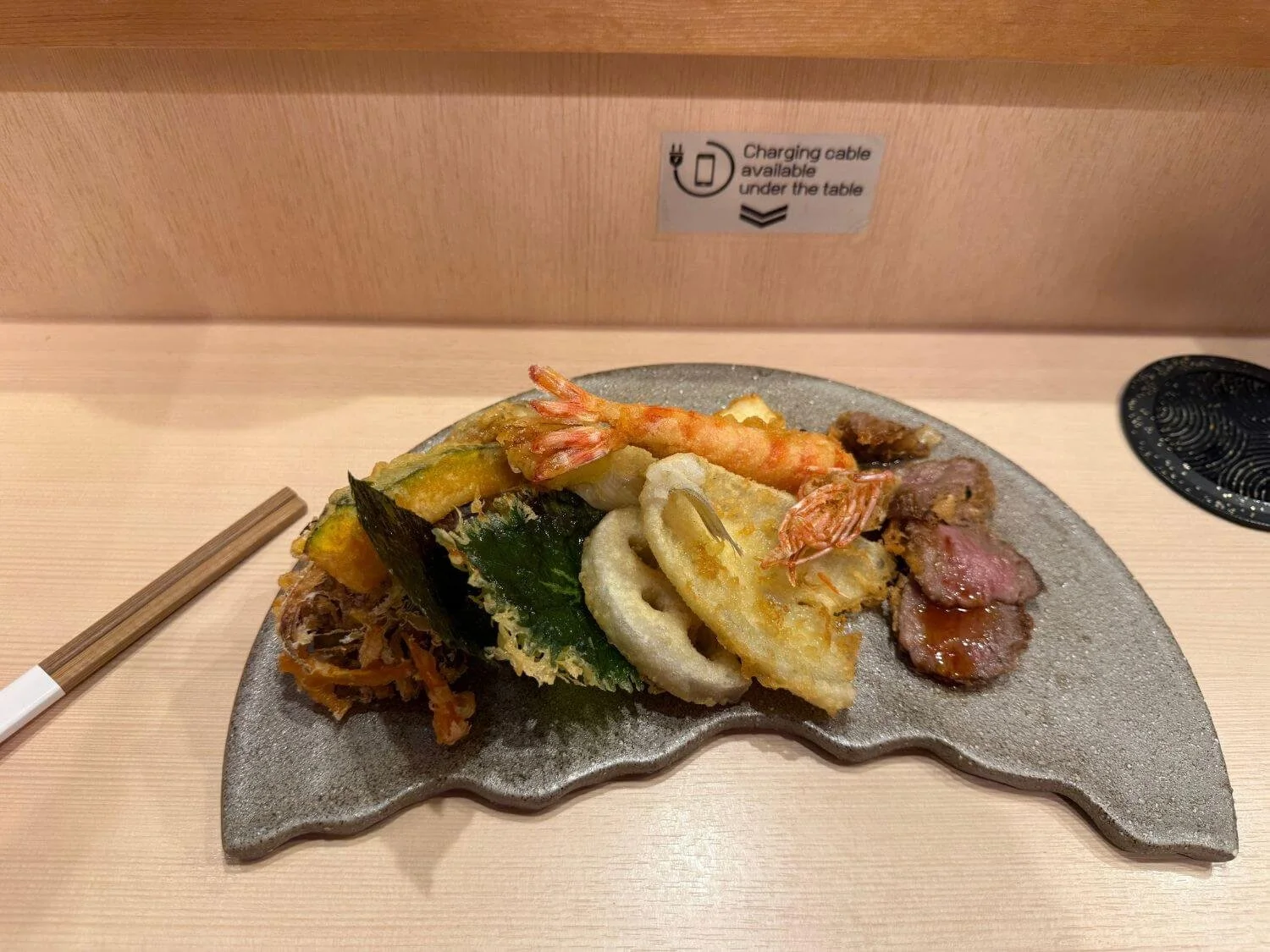 Gluten-free seafood tempura at Tempura Asakusa Sakura in Tokyo, Japan