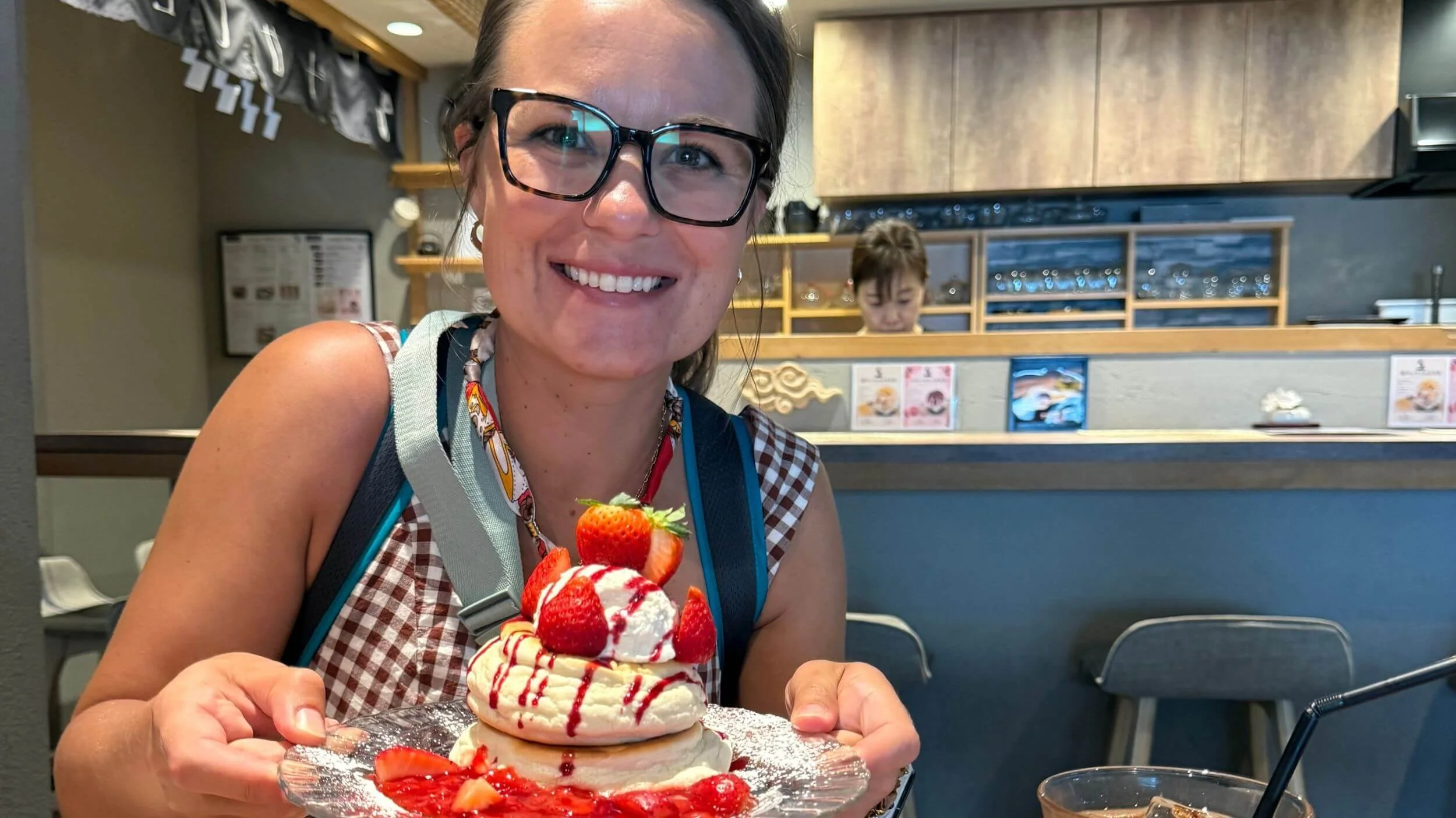 Gluten free souffle pancakes eaten at Rizablo in Tokyo, Japan.