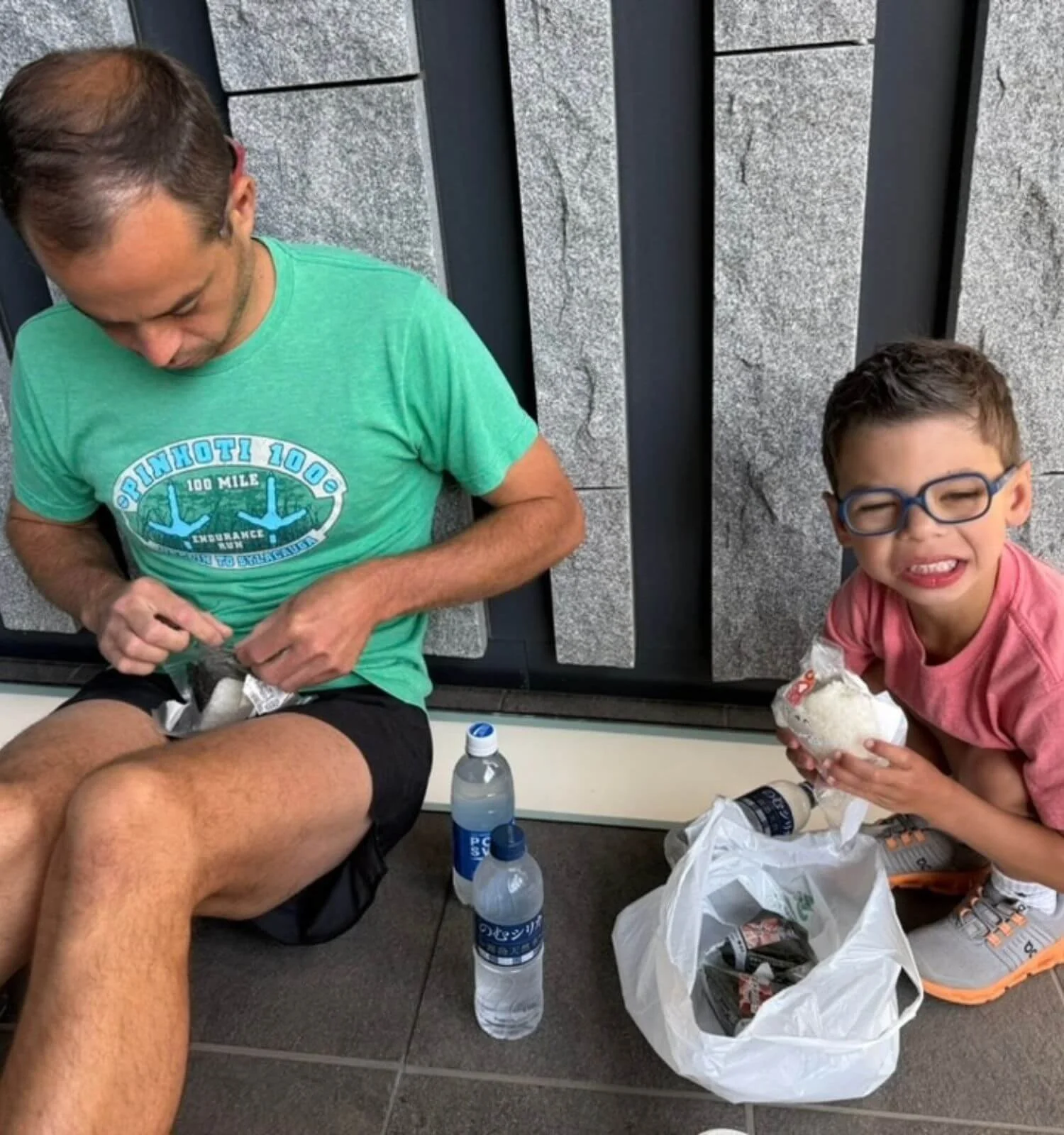Breakfast of onigiri from a convenience store in Japan