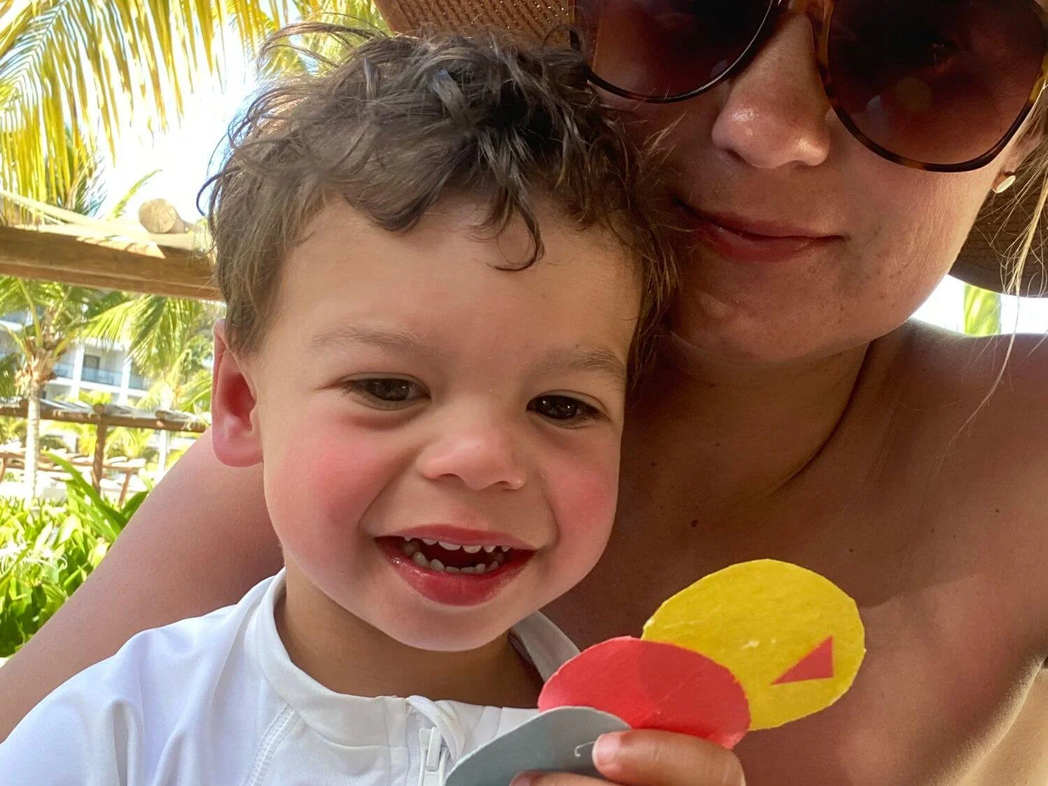 Boy with a craft he made at Hyatt Ziva Cap Cana in the Dominican Republic.